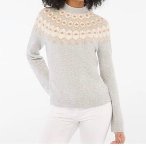 J CREW FAIR ISLE SHIMMER SWEATER SOFT GREY XS